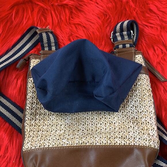Chaps Rafia and stripe preppy crossbody or shoulder bag - Picture 8 of 14